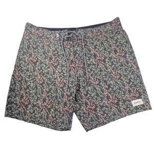 Rhythm Garden Trunk Men Size 36 Green Summer Drawstring Beach Floral Activewear
